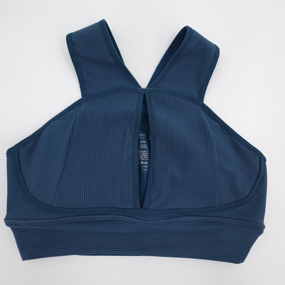 Buffbunny Collection Sports Bra Womens Medium Blue Ribbed Crossback Athletic
